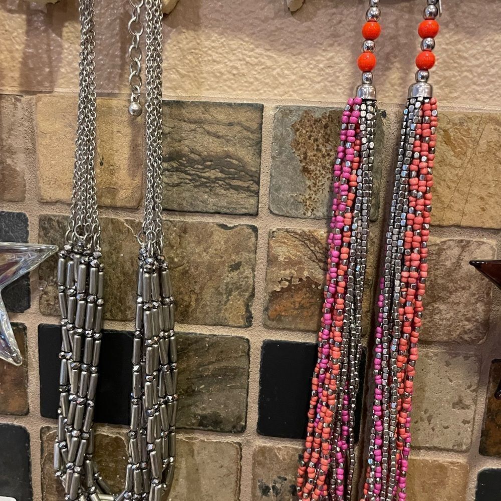 Lane Bryant and Chico’s Silver and Pink Coral Beaded Necklaces - Picture 7 of 12